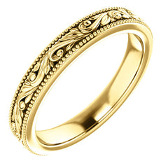Yellow Gold Engraved Wedding Ring