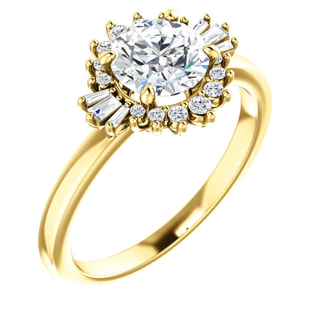 Yellow Gold Floral Inspired Engagement Ring