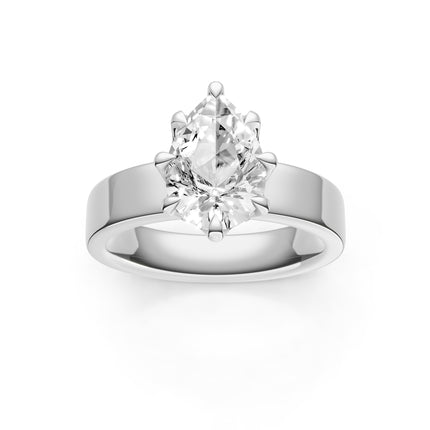 Pear Shape Wide Solitaire Engagement Ring