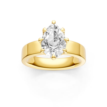 Pear Shape Wide Solitaire Engagement Ring
