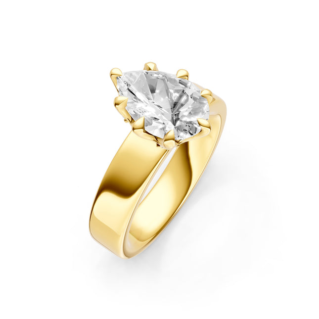 Pear Shape Wide Solitaire Engagement Ring