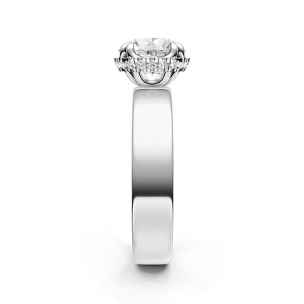 Round Hidden Halo Wide Engagement Ring