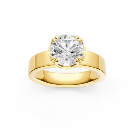 Round Hidden Halo Wide Engagement Ring