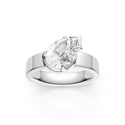 Pear Shape Slanted Wide Set Engagement Ring