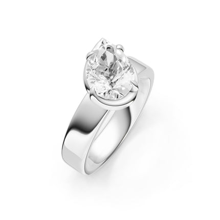 Pear Shape Slanted Wide Set Engagement Ring