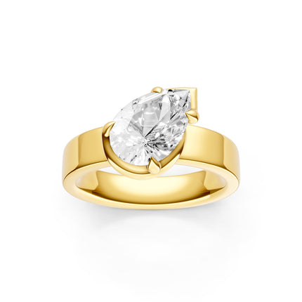 Pear Shape Slanted Wide Set Engagement Ring