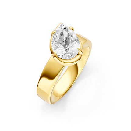 Pear Shape Slanted Wide Set Engagement Ring