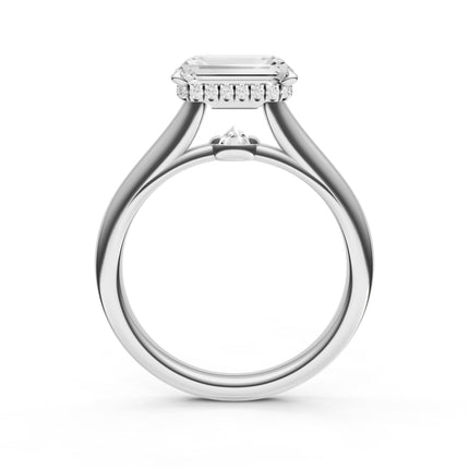 Emerald Cut Inverted Diamond & Hidden Halo