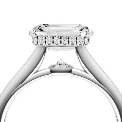 Emerald Cut Inverted Diamond & Hidden Halo
