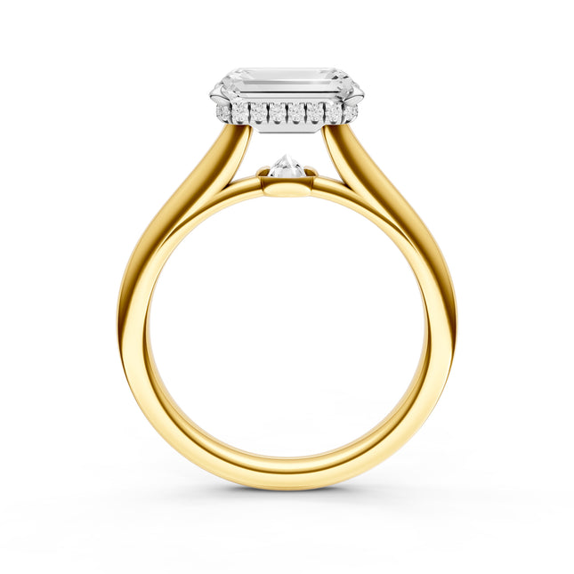 Emerald Cut Inverted Diamond & Hidden Halo