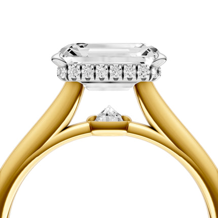 Emerald Cut Inverted Diamond & Hidden Halo