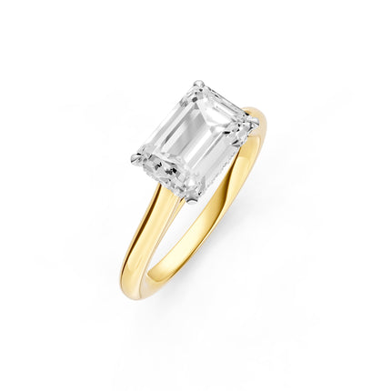 Emerald Cut Inverted Diamond & Hidden Halo