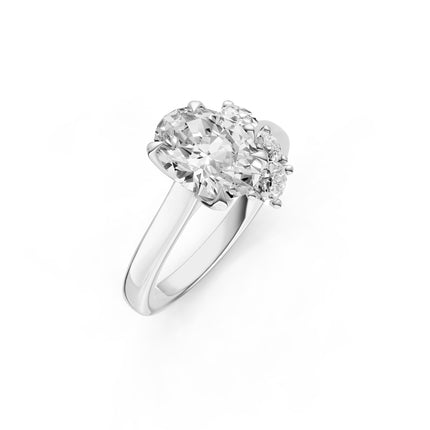 Oval Cut Floral Inspired Diamond Engagement Ring