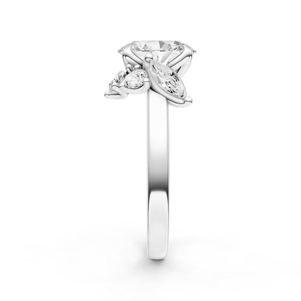 Oval Cut Floral Inspired Diamond Engagement Ring