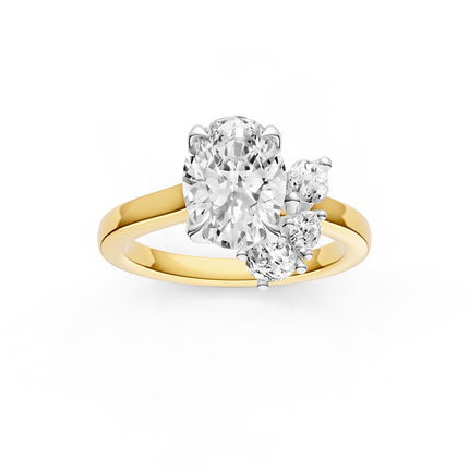 Oval Cut Floral Inspired Diamond Engagement Ring