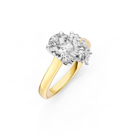 Oval Cut Floral Inspired Diamond Engagement Ring