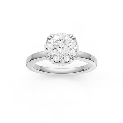 Round Cut Hidden Halo Sculptural Solitaire