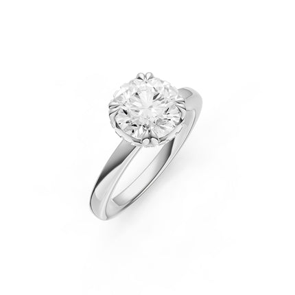 Round Cut Hidden Halo Sculptural Solitaire