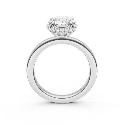Round Cut Hidden Halo Sculptural Solitaire