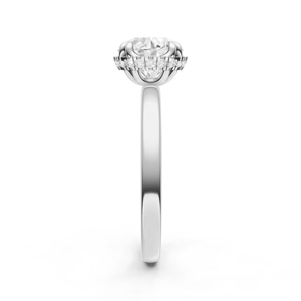 Round Cut Hidden Halo Sculptural Solitaire