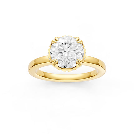 Round Cut Hidden Halo Sculptural Solitaire