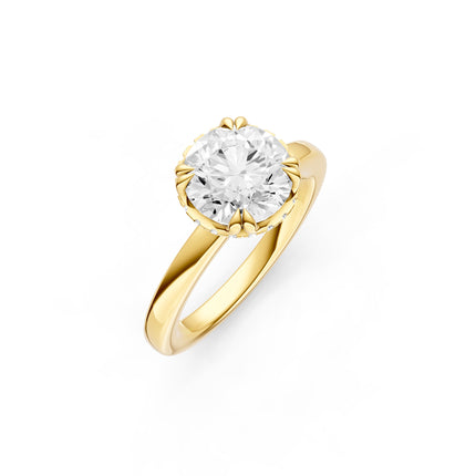 Round Cut Hidden Halo Sculptural Solitaire