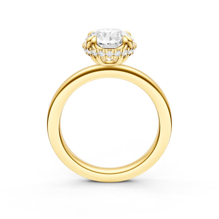 Round Cut Hidden Halo Sculptural Solitaire