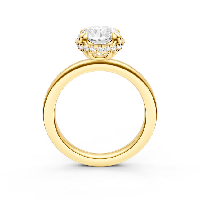 Round Cut Hidden Halo Sculptural Solitaire