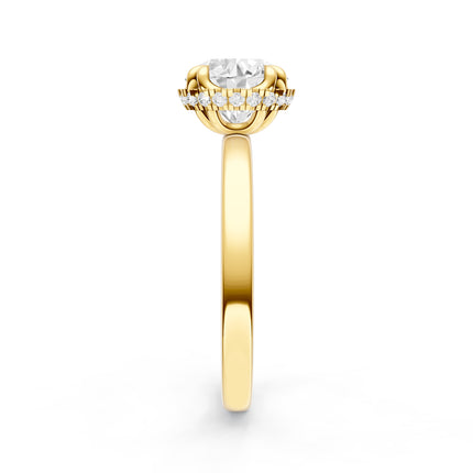 Round Cut Hidden Halo Sculptural Solitaire