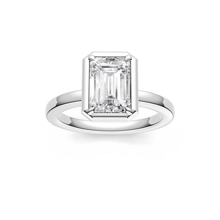 Emerald Cut Illusion Bezel Set Engagement Ring