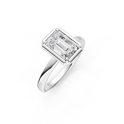 Emerald Cut Illusion Bezel Set Engagement Ring