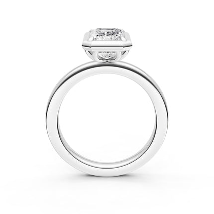 Emerald Cut Illusion Bezel Set Engagement Ring