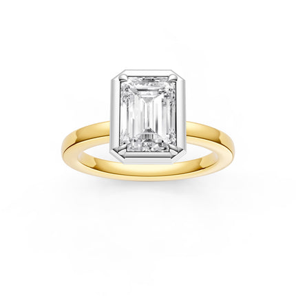 Emerald Cut Illusion Bezel Set Engagement Ring