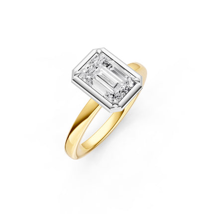 Emerald Cut Illusion Bezel Set Engagement Ring