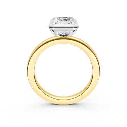 Emerald Cut Illusion Bezel Set Engagement Ring