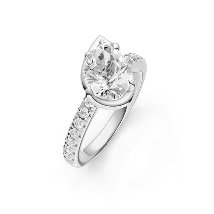 Pear Shape Slanted Diamond Engagement Ring