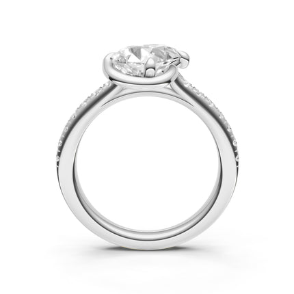 Pear Shape Slanted Diamond Engagement Ring