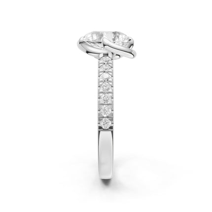 Pear Shape Slanted Diamond Engagement Ring