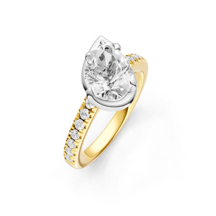 Pear Shape Slanted Diamond Engagement Ring