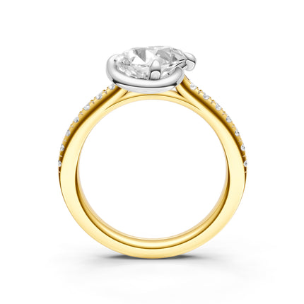 Pear Shape Slanted Diamond Engagement Ring