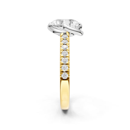 Pear Shape Slanted Diamond Engagement Ring