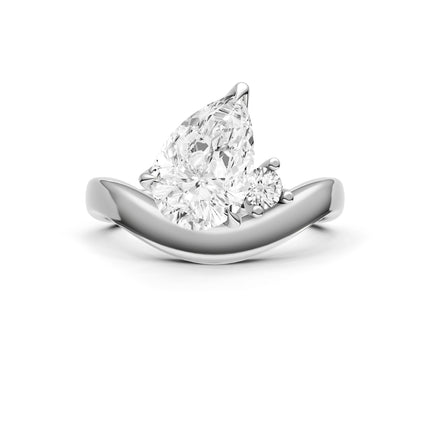 Slanted Wave Pear Shape Engagement Ring
