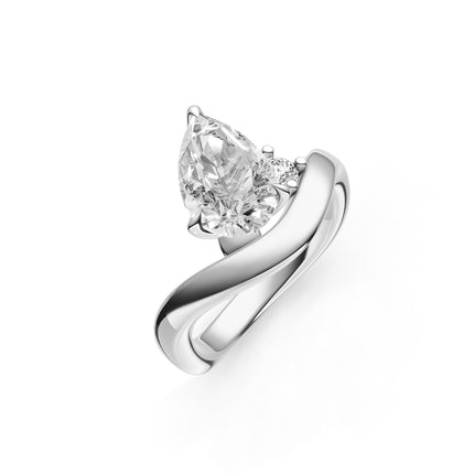 Slanted Wave Pear Shape Engagement Ring