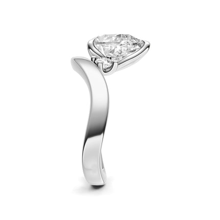 Slanted Wave Pear Shape Engagement Ring