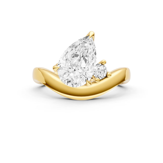 Slanted Wave Pear Shape Engagement Ring