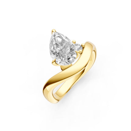Slanted Wave Pear Shape Engagement Ring