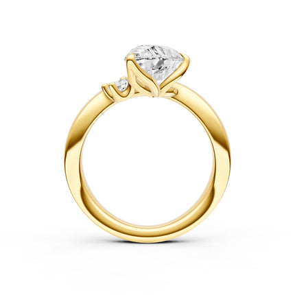 Slanted Wave Pear Shape Engagement Ring