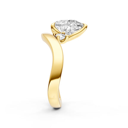 Slanted Wave Pear Shape Engagement Ring