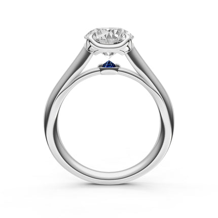 Point of Love Engagement Ring with Inverted Sapphire