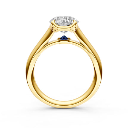 Point of Love Engagement Ring with Inverted Sapphire